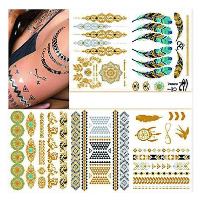 Autoadesivo del tatuaggio del corpo della stagnola di oro